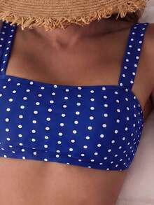 Swim Mod Bộ bikini 2 mảnh mùa hè dành cho nữ, áo hai dây in họa tiết màu ngẫu nhiên và quần đùi cạp cao, thích hợp cho kỳ nghỉ biển. - Nhiều màu - Xem 3