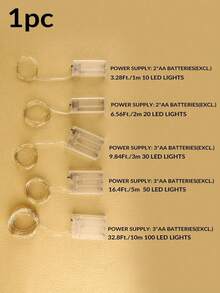 1 pieza Luces de hadas, Luces LED de cadena, alimentadas por batería (baterías no incluidas), 10/20/30/50/100 LED, 1m/2m/3m/5m/10m, adecuadas para dormitorio, jardín, fiesta, boda, decoración de habitación, decoración de boda, decoración navideña, luces de cuento de hadas, árbol del patio, Navidad - Morado - Ver 16