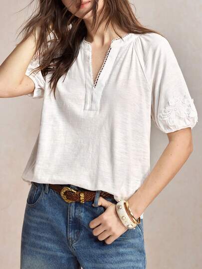 BizChic Women's Round Neck V-Neck Ruffle Trim Petal Sleeve Blouse, Summer New Office Commute Business Formal Wear, Suitable For June Festival Graduation, Elegant Urban Casual, 90s Retro, Wedding Guest, Bridesmaid, Host, Outing, Date, Birthday Party, Gathering, Vacation, Beach, Country Music Festival, Travel, Minimalist Outfit, Brunch, Tea Party, Airport Outfit