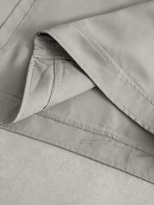 Manfinity Homme Men's Contrast Color Collar Zip Front Casual Jacket - Khaki - View 3