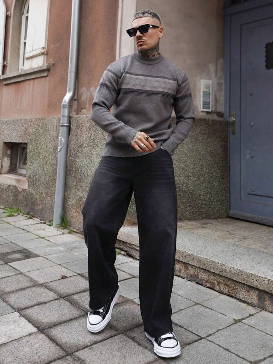 Artur Kramer 1 chiếc áo khoác denim nam phong cách đường phố Mỹ dáng rộng thoải mái hiệu Hearty Haven - màu đen - Xem 1