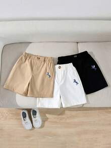 Souflis Souflis 3件套男童休闲时尚撞色刺绣西装短裤套装，适合日常、上学、用餐、聚会等场合。 - 彩色 - 查看 3