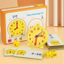 MINKOJA Wooden Clock Model Set, Primary School Clock Teaching Aid, Mixed Color, Toy For Learning To Recognize Time, For Mathematics Area - Yellow - View 10