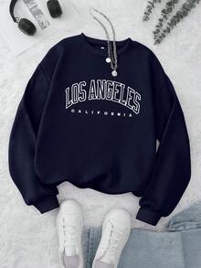 Glimmora Sudadera con forro térmico con gráfico de letra, manga larga, para graduación, regreso a la escuela, graduación, maestras, sudadera de regreso a la escuela para otoño - azul real - Ver 1