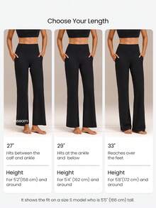 GLOWMODE 27" Leggings de cintura extra alta y pierna ancha FeatherFit™ Ease Into It con bolsillo, para yoga, pilates, estudio y uso diario activo - Negro - Ver 5