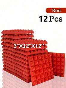 SHEIN 金字塔吸音泡沫 6-48 块 12 英寸 X 12 英寸 X 3 英寸 / 12 英寸 X 12 英寸 X 2 英寸 / 12 英寸 X 12 英寸 X 1.18 英寸 吸音板 8 色高密度声学处理泡沫 工作室隔音海绵垫 家居装修 - 彩色 - 查看 88