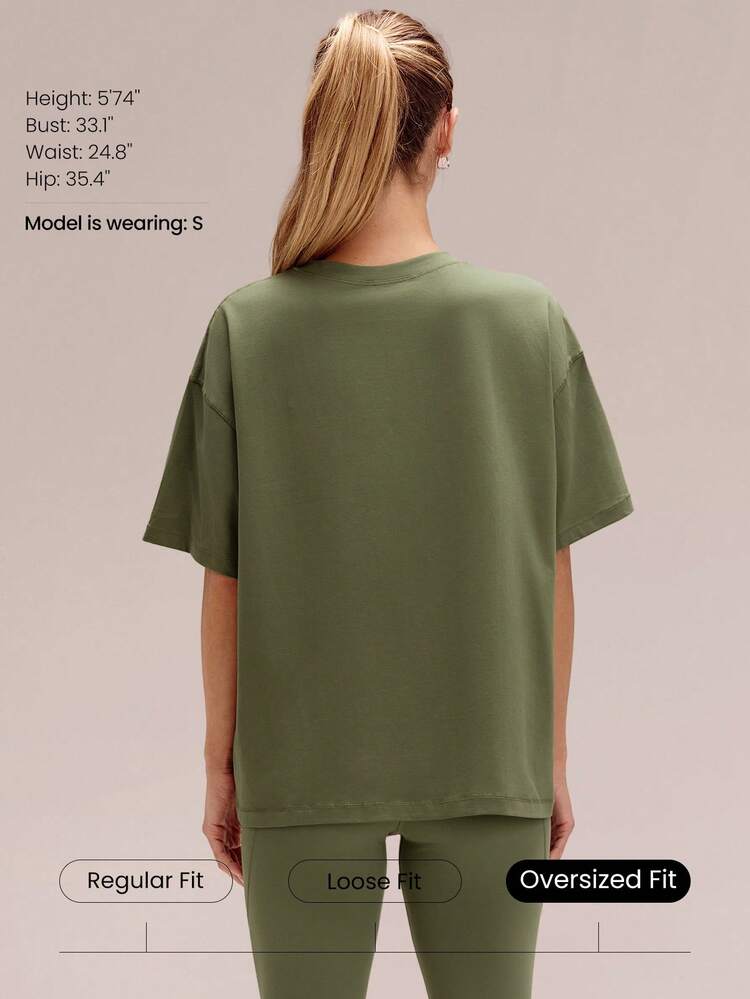Pima Cotton Unisex Short Sleeve Round Neck Oversized Tee Daily Casual