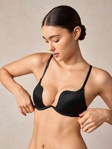 Veilyse Solid Adjustable Strap Underwire Bra, Lingerie - Black - View 7