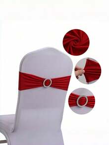 10 Pieces Set Of Spandex Chair Waistband, Bowknot Waistband, Premium Elastic Chair Cover With Buckle Slider, Elastic Chair Strap Suitable For Wedding And Event Decoration, Banquet Decoration, Chair Bow Chair Decoration, Decorative Chair Cover, Chair Back Cover - Multicolor - View 16
