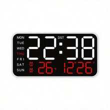 LED Digital Wall Clock With Temperature Display, Date And Weekday - Dual Alarm, 12/24 Hour Format, Perpetual Calendar, Rectangular, Ideal For Bedroom Decor - Battery model - View 10