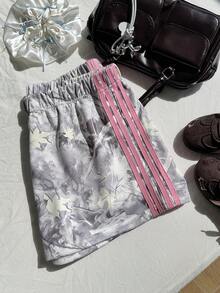 Comfortcana 大码女式休闲街头风迷彩短裤，侧边撞色织带设计 - 彩色 - 查看 8