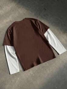 SWAVVY Men's Printed Long Sleeve T-Shirt - Brown - View 2