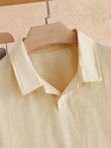Manfinity RebelGame Setelan Kasual Pria Lengan Pendek dan Celana Warna Polos, Cocok untuk Liburan, Hadiah Hari Ayah - MultiWarna - View 5