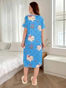 SHEIN 140g牛奶絲數碼印花女款睡裙 - 彩色 - 查看 2