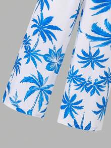 SHEIN Macacão bege claro com estampa floral vibrante em tons de vermelho-alaranjado e folhas verdes, que evoca um jardim primaveril cheio de vida. O decote quadrado realça os ombros e o colo, enquanto as mangas fluidas adicionam um toque dinâmico. A cintura marcada cria uma silhueta elegante, e o corte pantalona proporciona um caimento fluido e discreto. Ideal para férias na praia, chás da tarde no jardim ou passeios por feiras de artesanato, esta peça descontraída e ao mesmo tempo marcante exala uma vibe perfeita para as férias. - Multicolorido - Ver 6