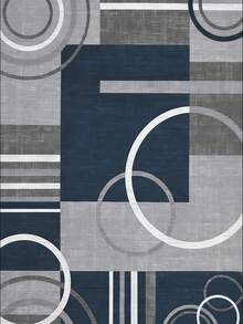 1 Stück waschbarer Teppich, modernes geometrisches Muster, geeignet für Wohnzimmer, Schlafzimmer, Büro, gestreiftes Kreismuster, zeitgenössischer abgenutzter Stil, niedriger Flor, neutrale weiche Farben, Patchwork-Quadratmuster. - Mehrfarbig - Übersicht 10