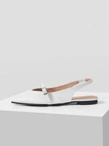 Mnmlis Ladies Commuter Fashion Metal Buckle Animal Pattern Snake Pattern Comfortable Soft Bottom Pointed Flat Bottom Shoes - Chantilly - View 7