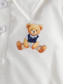 Souflis Souflis Baby Boy Summer Knit Romper, Solid Color Short Sleeve Half-Placket Bodysuit 2-Piece Set, Suitable For Casual Wear At Home Or Outdoor - Multicolor - View 6