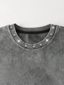 Manfinity EMRG Men's Casual Streetwear Loose Sleeveless Top, Street Style With Handcrafted Rhinestone Embellishment Rave Grey Summer - Grey - View 7