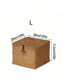 1 pieza/3 piezas Caja de almacenamiento tejida a mano con tapa, organizador de escritorio estilo bohemio, almacenamiento multiusos para cocina, baño, dormitorio, sala de estar, oficina, hogar, decoración, accesorios de cocina, caja de regalo, cesta de bambú como regalo, favor de boda, Día de San Valentín, para volver a la escuela - Naranja - Ver 19