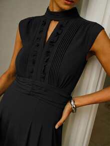 ZEYLAH Elegant Gathered Wide Leg Jumpsuit, Spring/Summer - Black - View 2