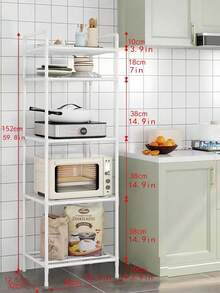 1pc Metal Shelving Unit, Bathroom Storage Rack, Freestanding Multi-Tier Organizer Shelf, Adjustable For Bathroom, Kitchen, Office, Living Room, Ideal Gift - Multicolor - View 4