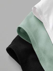 SHEIN BASICS 3件套休闲纯色针织圆领短袖连体衣（女款） - 彩色 - 查看 8