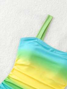 Swim Lushoire Áo tắm liền thân nữ thanh lịch, tôn dáng, phối ombre, xếp ly, dây đeo rộng. - Màu xanh Bạc hà - Xem 5