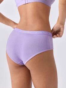 Loungeista 5pcs Women's Solid Color & Letter Print Elastic Waistband Comfortable Minimalist Briefs - Multicolor - View 2