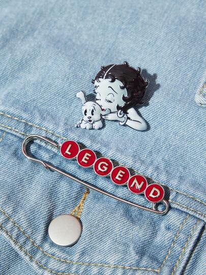 Betty Boop x SHEIN 2 PCS New Creative Cartoon Pattern Brooch Set, IP Joint Design, Lovely Personalized, Simple And Generous, Can Also Be Used As Bags, Wear Accessories, Suitable For All Kinds Of Parties, Concerts, Festivals, Exquisite Gifts