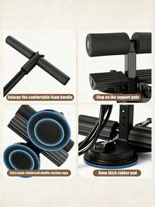 1 Sit-Up Bar With Phone Holder, Household Fitness Sit-Up Assistant, Sit-Up Exercise Equipment, Sports Equipment, Sports Accessories, Home Fitness Gear Equipped With 2 Strong Suction Cup Brackets, Sit-Up Machine With Phone Holder, Suction Cups, Sit-Up Aid Device, Stable Abdominal Support Sit-Up Bar, Home Workout, Abdominal Training, Bodybuilding, Abdominal Muscle Exercise, Indoor Fitness - Black - View 9
