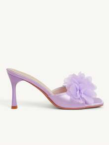CUCCOO CHICEST 方头细高跟女式蝴蝶装饰高跟凉鞋 - 紫色A - 查看 5