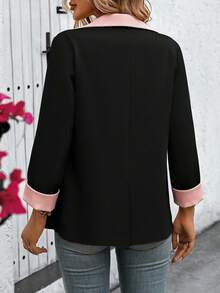 EMERY ROSE Áo blazer tay dài dáng ôm, cài một hàng khuy, phối màu tương phản, thanh lịch, thích hợp mặc công sở. - Nhiều màu - Xem 2