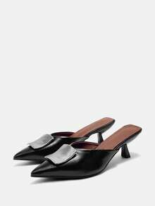 Bholvia Women's Fashion Pointed Toe High Heel Pumps,Elegant,Mule,Party,Kitten Heels - Black - View 6
