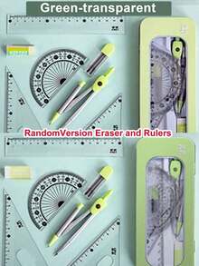 7-Piece Multifunctional Drawing Ruler & Compass Set For Student Exams. This Set Comes With Seven Drawing Tools Including Triangular Rulers, Protractors And Compasses, Which Are Practical Stationery Supplies For Students. - Multicolor - View 8