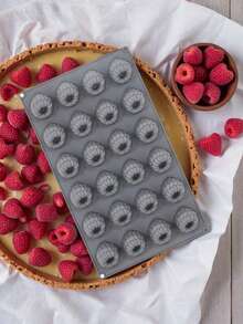 1pc Silicone Raspberry Charlotte Cake Mold, 24-Cavity Non-Stick Baking Mold For Making Raspberry Tarts, Mousse Cakes, Jelly Rolls, Baking Accessories - Grey - View 1