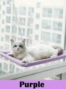 PETSIN 一体式猫吊床，悬挂式猫床，窗户宠物床，适用于猫、小型犬，阳光充足的窗台座椅，带安装支架和毯子，承重5公斤，宠物配件 - 寬度35-40/32    長度55/49 - 查看 13