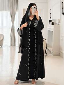 Yasmyna Áo choàng Abaya - màu đen - Xem 5