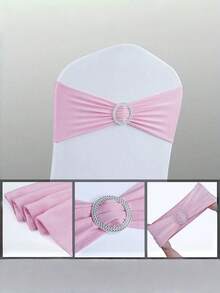 10 Pieces Set Of Spandex Chair Waistband, Bowknot Waistband, Premium Elastic Chair Cover With Buckle Slider, Elastic Chair Strap Suitable For Wedding And Event Decoration, Banquet Decoration, Chair Bow Chair Decoration, Decorative Chair Cover, Chair Back Cover - Multicolor - View 8