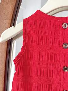 SHEIN Váy đỏ phối họa tiết dễ thương cho bé gái - Đỏ - Xem 3