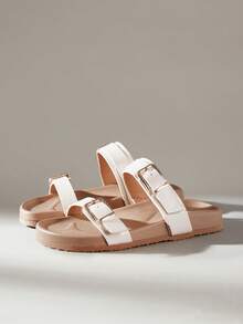 Solecia Double Metal Buckle Thick Bottom Sandals, Soft Bottom, Daily Street Versatile Drag Summer - Avocado apricot - View 2