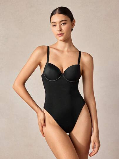 Veilyse Best-Selling Women's Shapewear With Back Tie, Built-In Bra, Bust Support And Abdomen Shaping, One-Piece Bodysuit
