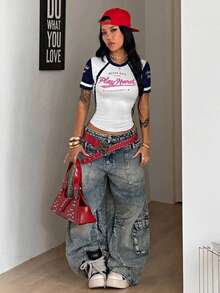 Coolane Áo thun crop top màu đen dành cho nữ, phong cách đường phố Y2K mùa hè, trang phục dự tiệc rave, lễ hội, đi chơi. - Nhiều màu - Xem 2
