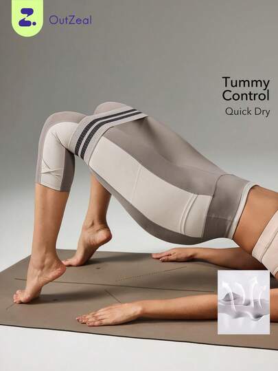 OutZeal Gym Wear Women Sports Leggings Yoga Workout Pilates Tummy Control Quick-Dry Capri Active Bottoms