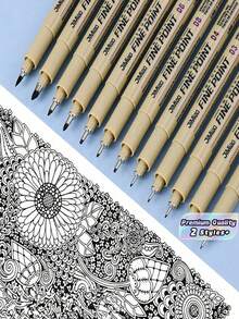 6/12pcs Waterproof Needle Tube Art Line Drawing Painting Marker Pens With Soft Head, Suitable For Architectural & Art Projects Back To School - Multicolor - View 1