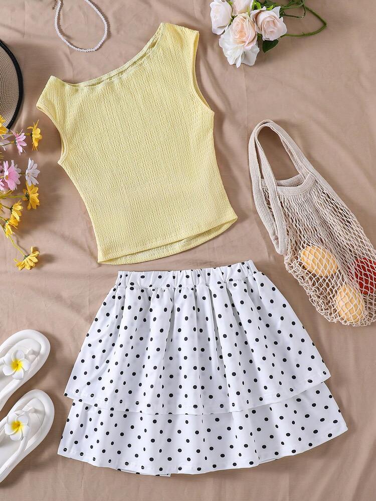 SHEIN Elladie kids Este novo conjunto juvenil de duas peças para