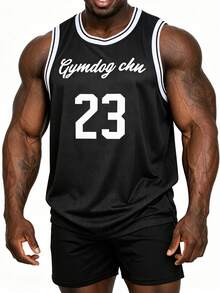 GymBeat Áo tank top thể thao cổ tròn in chữ dành cho nam - màu đen - Xem 4