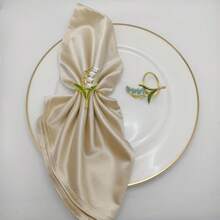 Cirelle 1 buah Cincin Serbet Bunga Lily of the Valley yang Elegan | Tempat Serbet Logam Bermotif Bunga untuk Dekorasi Meja - MultiWarna - View 5