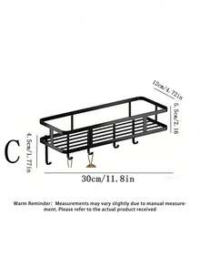 1PC Iron Storage Rack With Hook, Multipurpose Hole-Free Wall Mounted Corner Storage Shelf, Suitable For Bathroom, Bathroom Accessories, Room Decor Bathroom Accessories - Multicolor - View 14
