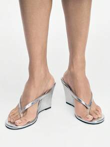 Mnmlis Women's Fashionable And Comfortable Versatile Platform Wedge Sandals Summer Shoes - Silver - View 3